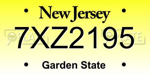 7XZ2195 New Jersey License Plate