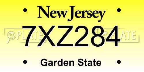 7XZ284 New Jersey License Plate