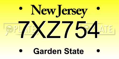 7XZ754 New Jersey License Plate