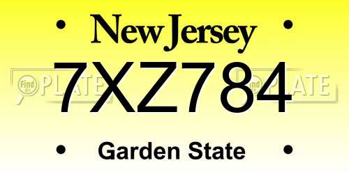 7XZ784 New Jersey License Plate