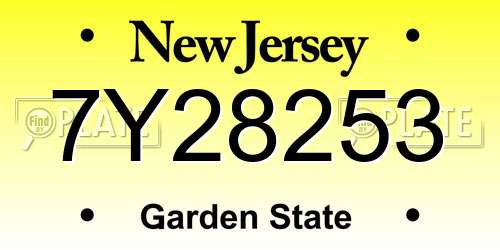 7Y28253 New Jersey License Plate