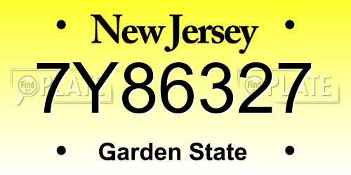 7Y86327 New Jersey License Plate