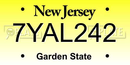 7YAL242 New Jersey License Plate