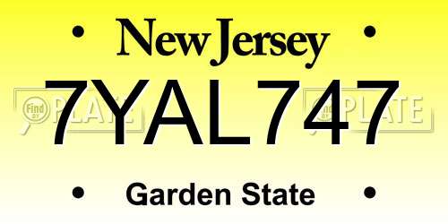 7YAL747 New Jersey License Plate