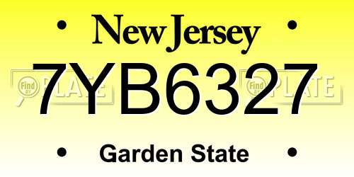 7YB6327 New Jersey License Plate