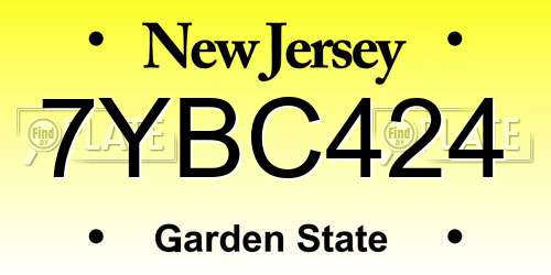 7YBC424 New Jersey License Plate