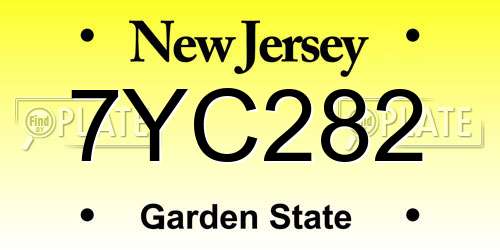 7YC282 New Jersey License Plate