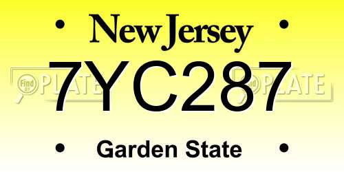 7YC287 New Jersey License Plate