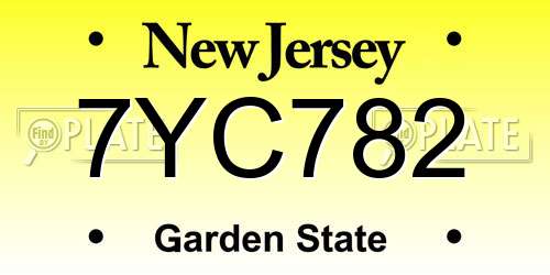 7YC782 New Jersey License Plate