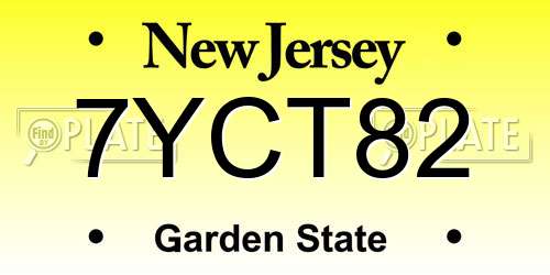 7YCT82 New Jersey License Plate
