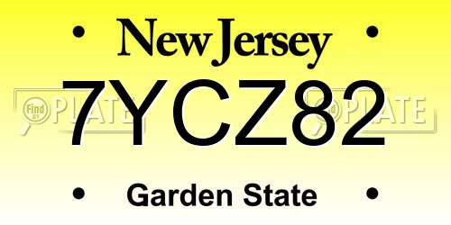 7YCZ82 New Jersey License Plate