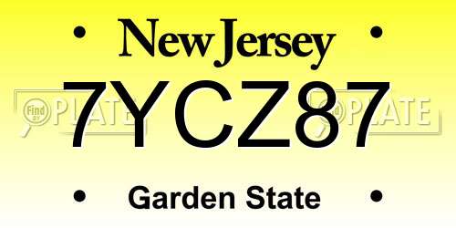 7YCZ87 New Jersey License Plate