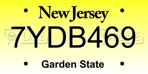 7YDB469 New Jersey License Plate
