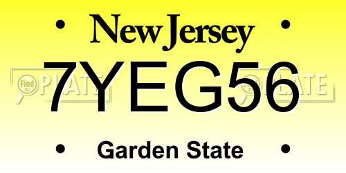 7YEG56 New Jersey License Plate