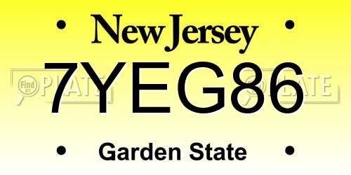 7YEG86 New Jersey License Plate