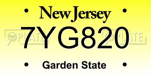 7YG820 New Jersey License Plate