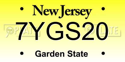 7YGS20 New Jersey License Plate