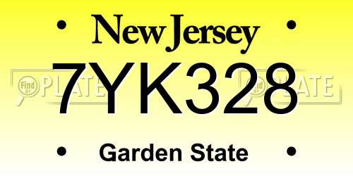 7YK328 New Jersey License Plate