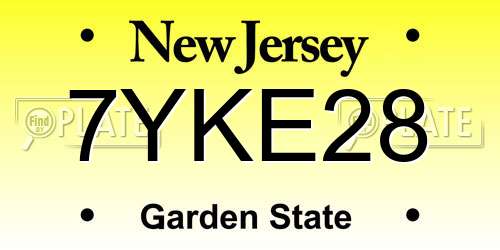7YKE28 New Jersey License Plate