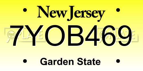 7YOB469 New Jersey License Plate