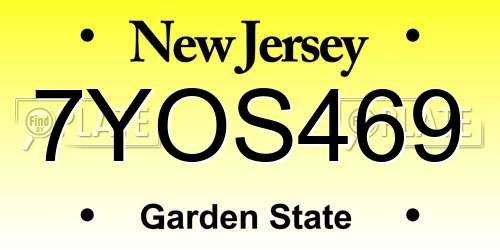 7YOS469 New Jersey License Plate