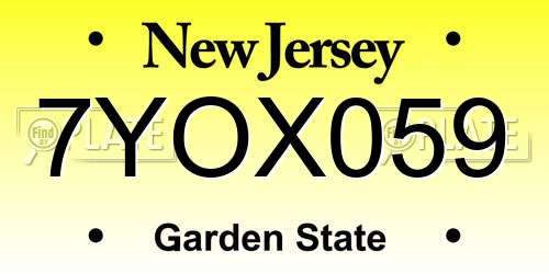 7YOX059 New Jersey License Plate