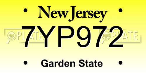 7YP972 New Jersey License Plate