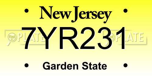 7YR231 New Jersey License Plate