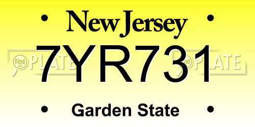 7YR731 New Jersey License Plate