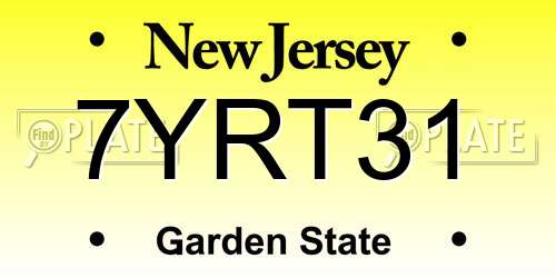 7YRT31 New Jersey License Plate