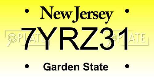7YRZ31 New Jersey License Plate