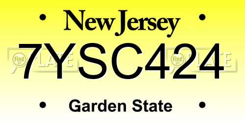 7YSC424 New Jersey License Plate