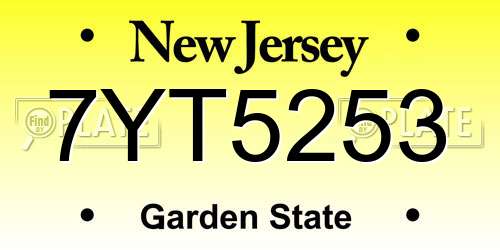 7YT5253 New Jersey License Plate