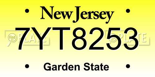 7YT8253 New Jersey License Plate