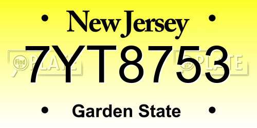 7YT8753 New Jersey License Plate