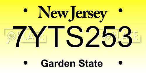 7YTS253 New Jersey License Plate