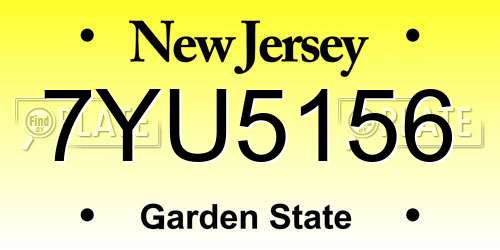 7YU5156 New Jersey License Plate