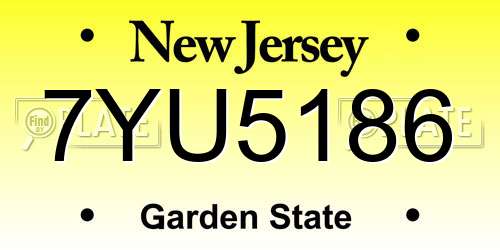 7YU5186 New Jersey License Plate
