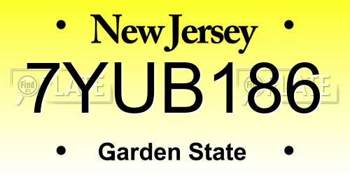 7YUB186 New Jersey License Plate