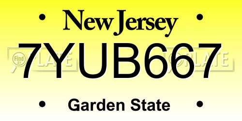7YUB667 New Jersey License Plate