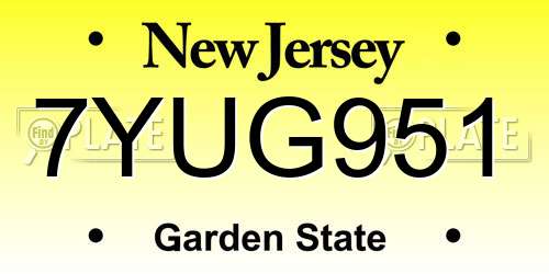 7YUG951 New Jersey License Plate