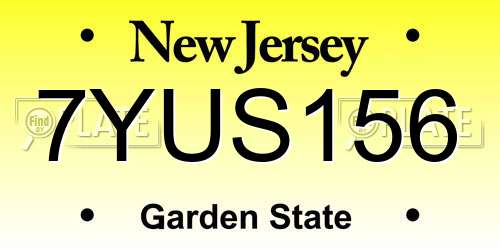 7YUS156 New Jersey License Plate
