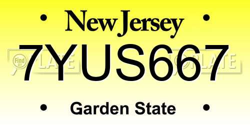 7YUS667 New Jersey License Plate
