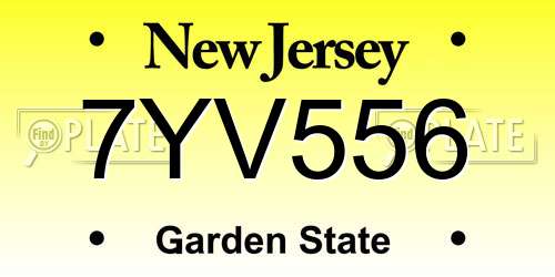7YV556 New Jersey License Plate