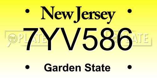 7YV586 New Jersey License Plate
