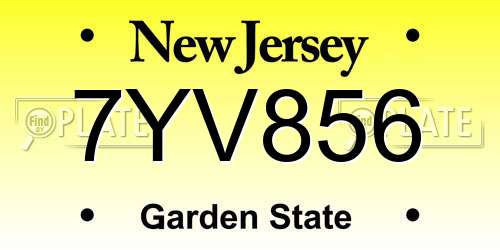7YV856 New Jersey License Plate