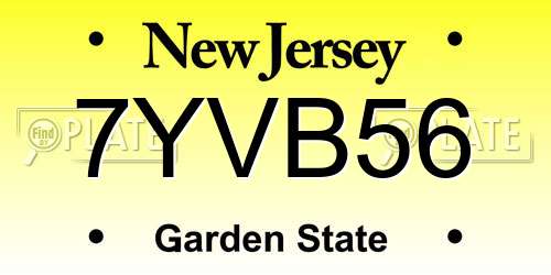 7YVB56 New Jersey License Plate