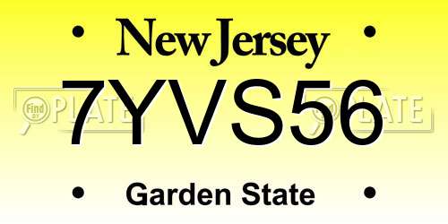 7YVS56 New Jersey License Plate