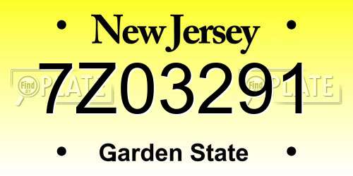 7Z03291 New Jersey License Plate