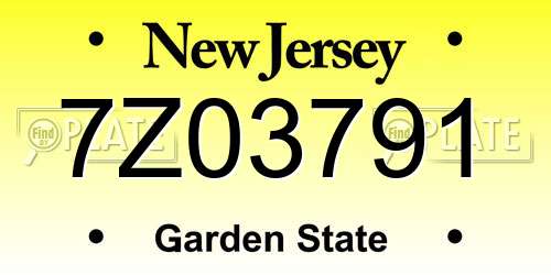 7Z03791 New Jersey License Plate